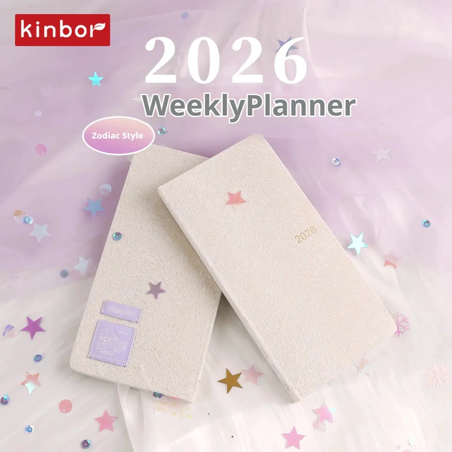 Kinbor 2026 Weekly Planner pocket notebook, cream textured covers, two planners