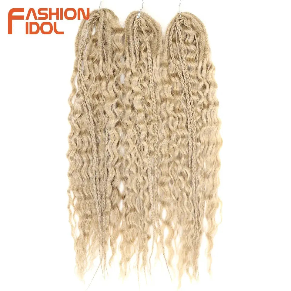 Ariel Hair Synthetic Twist Crochet Curly 24in Water Wave Braid Hair, ombre blonde to brown, Fashion Idol bundle set