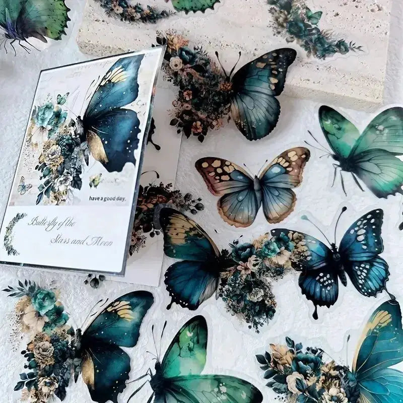 30 Pcs Butterfly and Flower Themed DIY Decorative Sticker Pack for Scrapbooks Journals Planners Labels