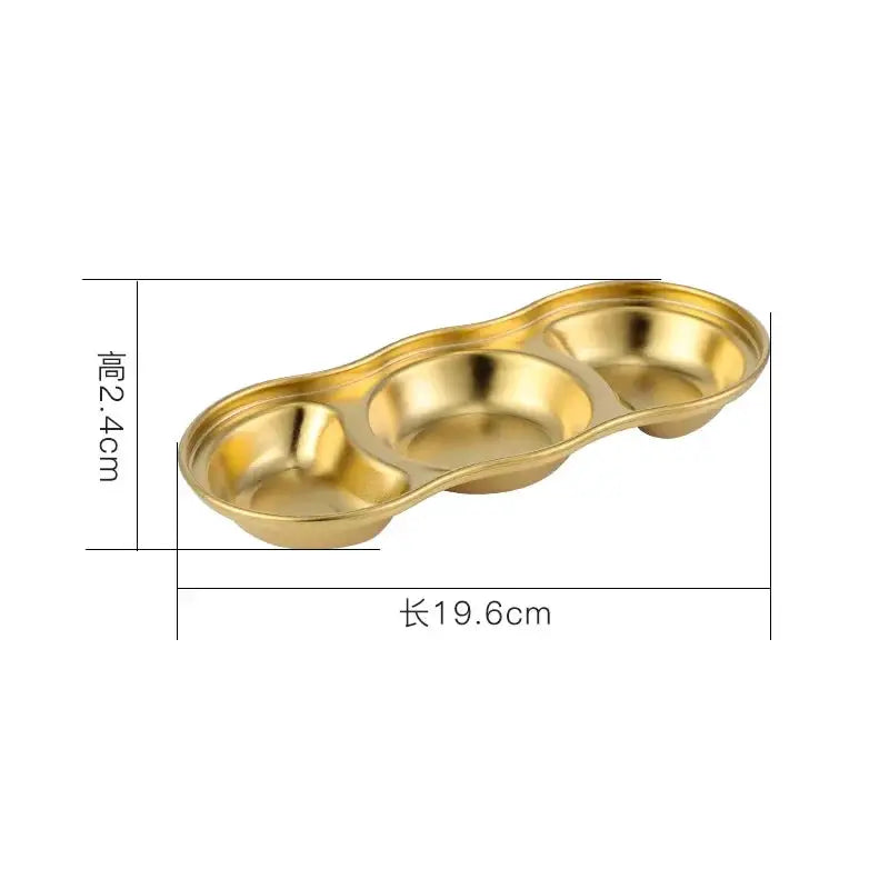 304 Stainless Steel Korean Style Dinner Plate And Gold Dipping Sauce Plate Barbecue Tableware Multi Functional Set