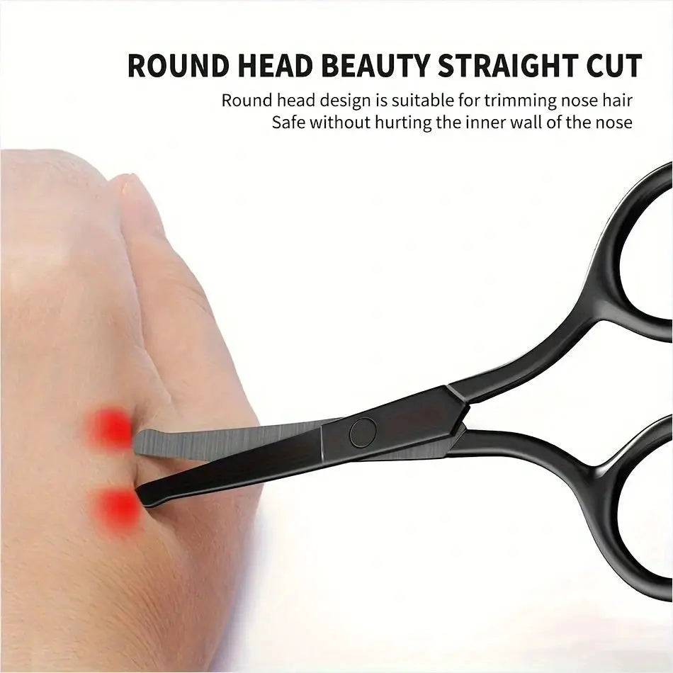 One Piece Silver Mirror Finish Round Head Nose Hair Scissors Stainless Steel Safety Tip