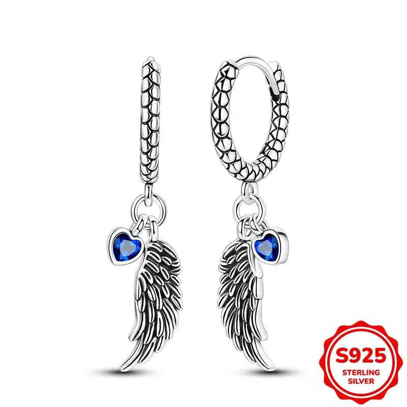 925 Sterling Silver Blue Zircon Butterfly Hoop Earrings for Women Fine Jewelry Gift
