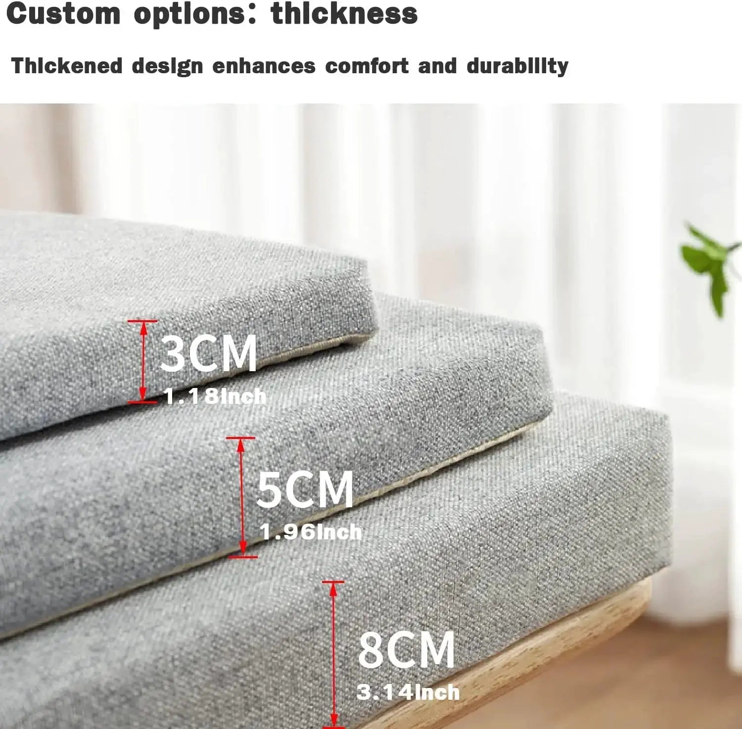 Simples Market square chair cushions in grey fabric with machine-washable covers; set of two.