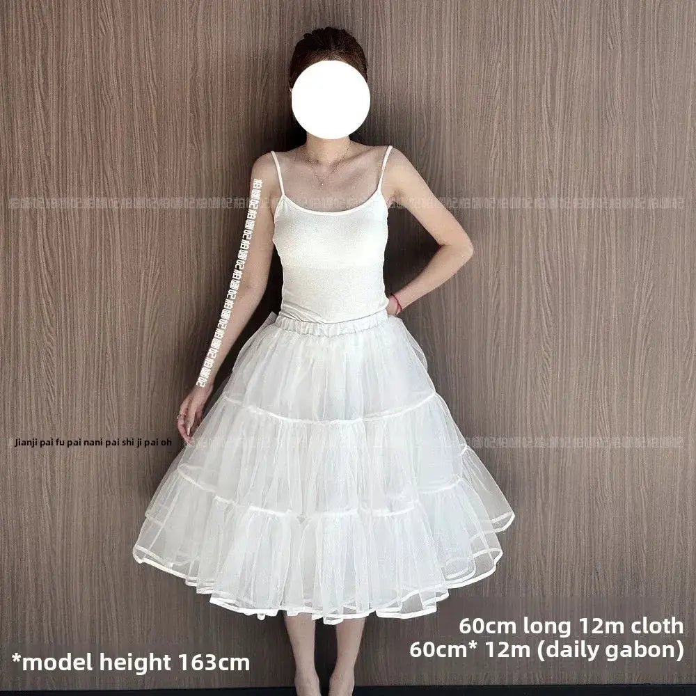 Simples Market white Lolita petticoat underskirt with fluffy multi-layer tulle crinoline.
