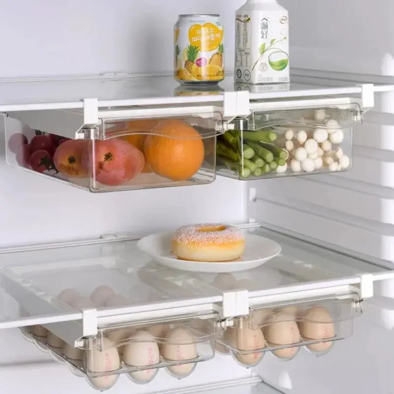 Refrigerator Drawer Style Food Storage Box With Sliding Design For Fruit And Produce Shelf Organizer