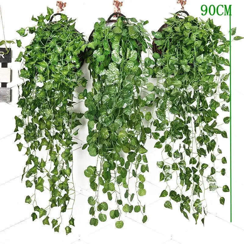 Artificial Vines Wall Hanging Creeper Indoor Green Plant Wall Decoration Fake Flower Rattan Plant