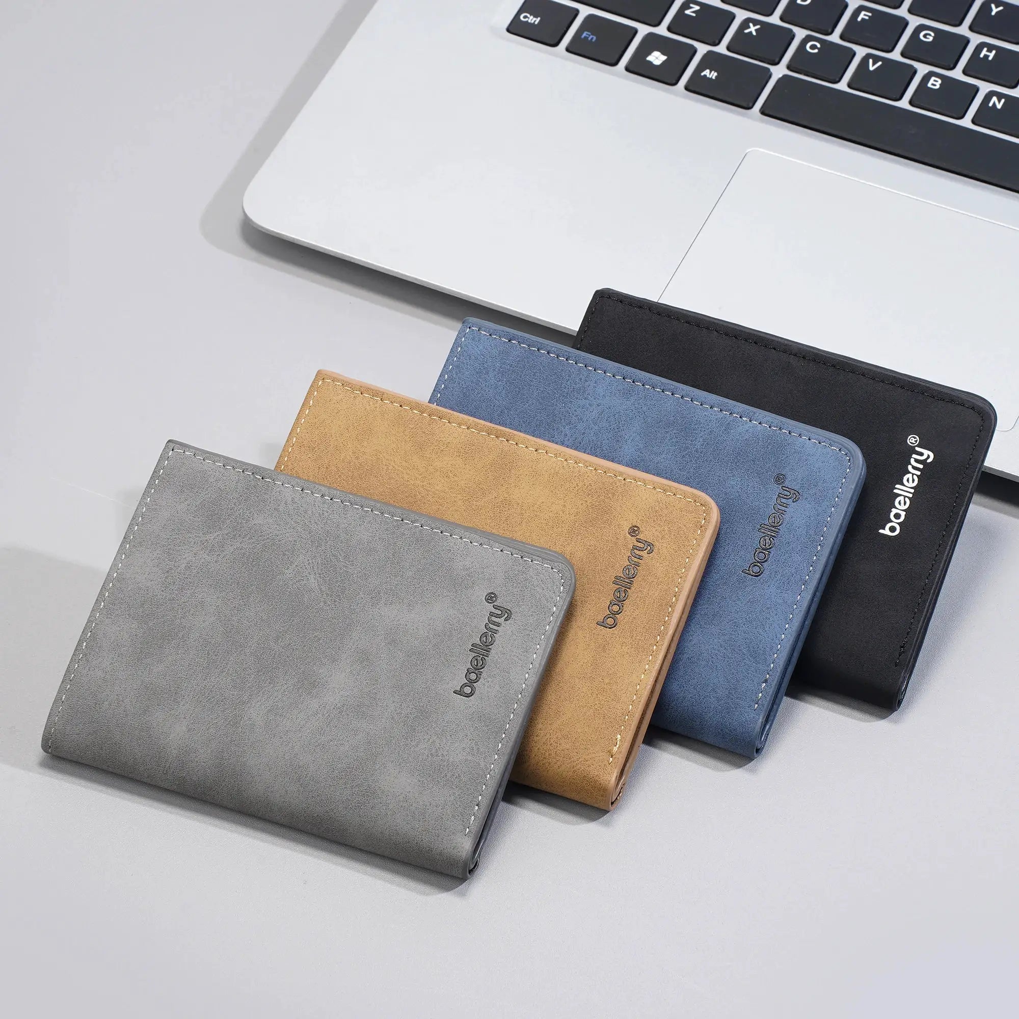 Baellerry men's short wallets, 6 in assorted colors, slim bi-fold RFID anti-theft design