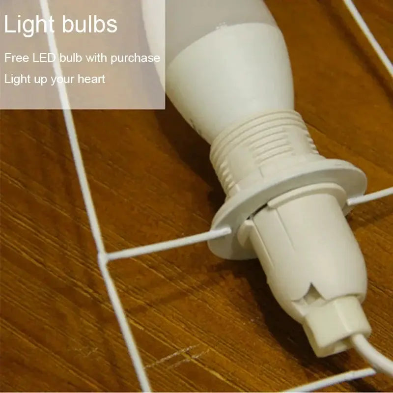 Simples Market Japanese Lantern LED table lamp with white bulb and socket on wooden desk