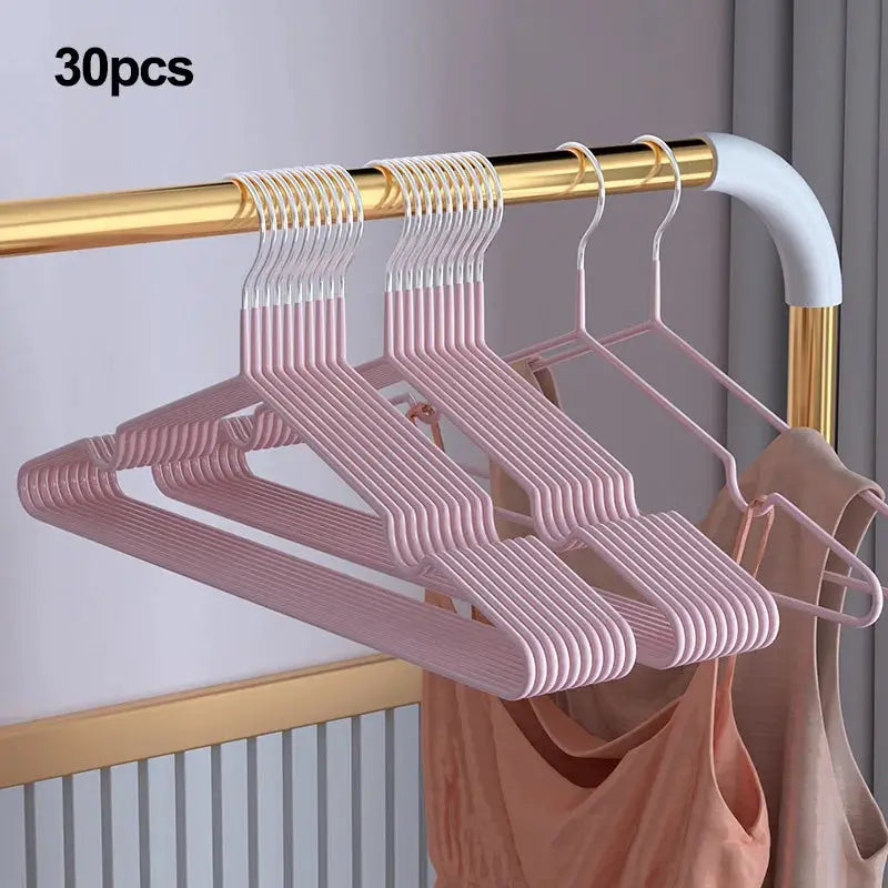 Clothes hangers 30-pack, pink metal seamless anti-slip hangers by Simples Market