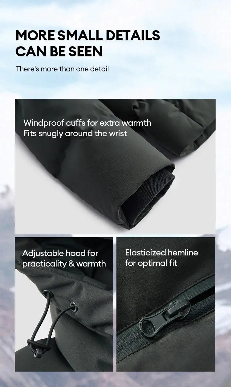 Semir men's down jacket, Simples Market; waterproof textured hooded outerwear with windproof cuffs, adjustable hood.