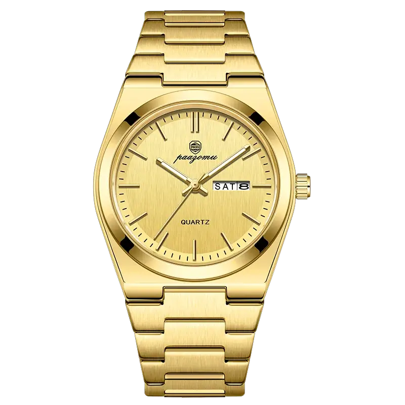 PAAZOMU Luxury Quartz Men Wristwatch Stainless Steel Sport Watch With Luminous Dial Date Week 3 Bar Water Resistance