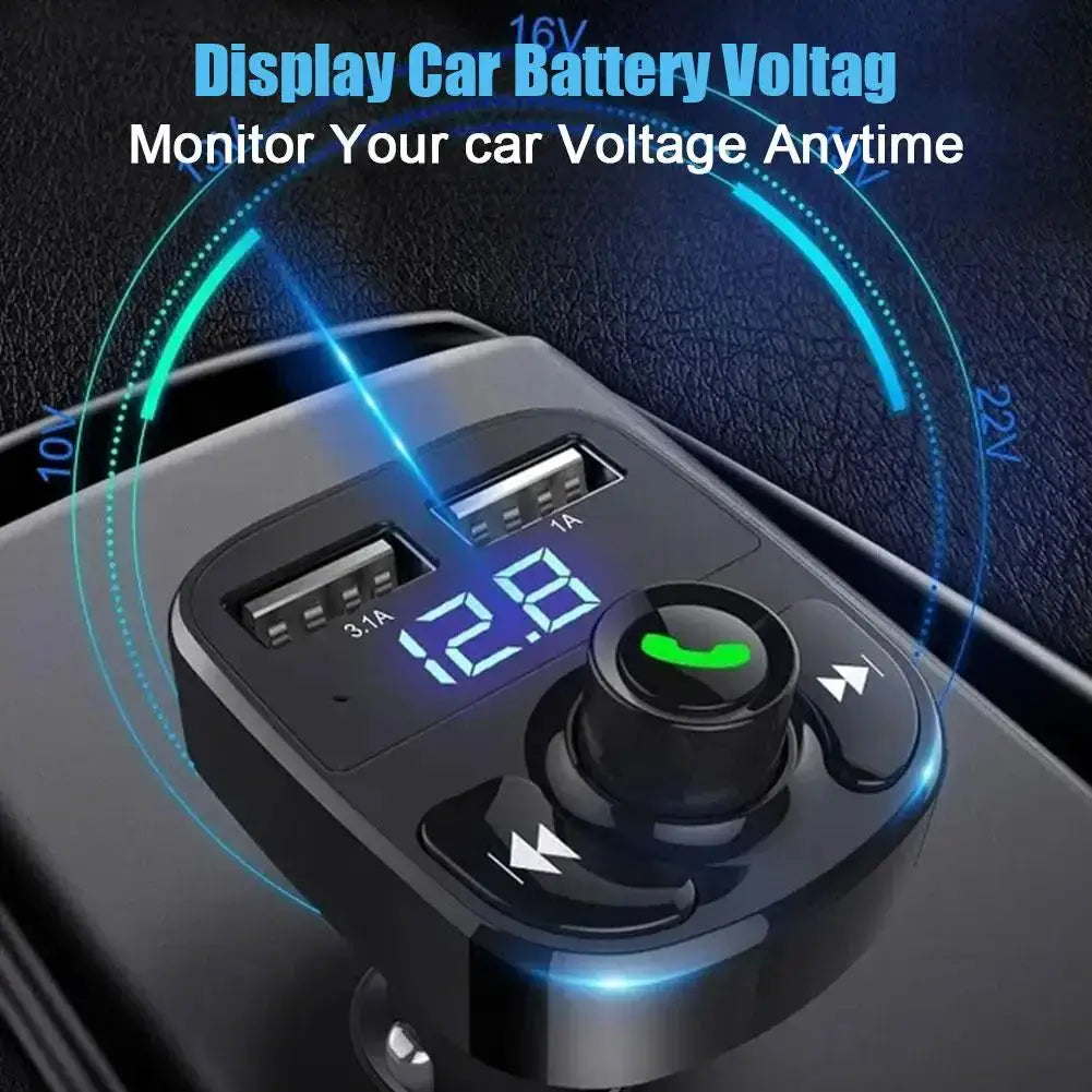 NovaDrive Wireless Bluetooth FM Transmitter MP3 Player Hands Free Calling and Dual USB Charger