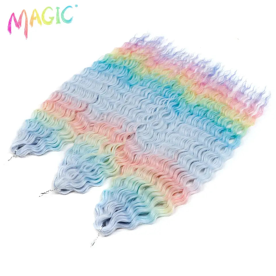 Magic Ariel Crochet Hair water-wave twist extensions, deep wave, ombre blonde, 22in by Simples Market (set of 3)