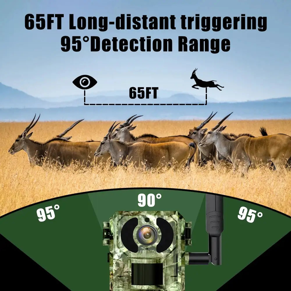 Trail camera camo with solar panel and 4G cellular, 2K night vision, IP65 outdoor motion-activated camera