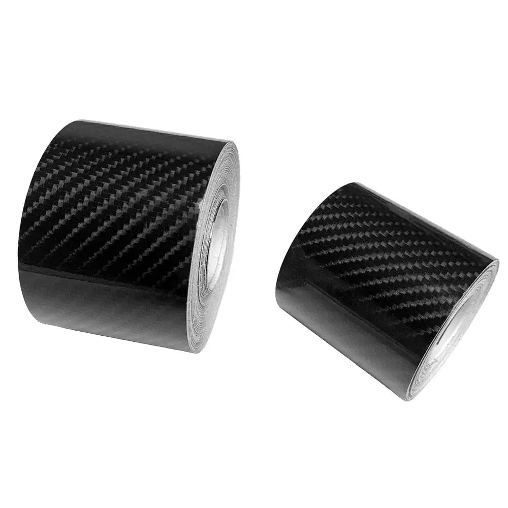 3D carbon fiber glossy black car vinyl wrap rolls, waterproof protective film, two rolls shown