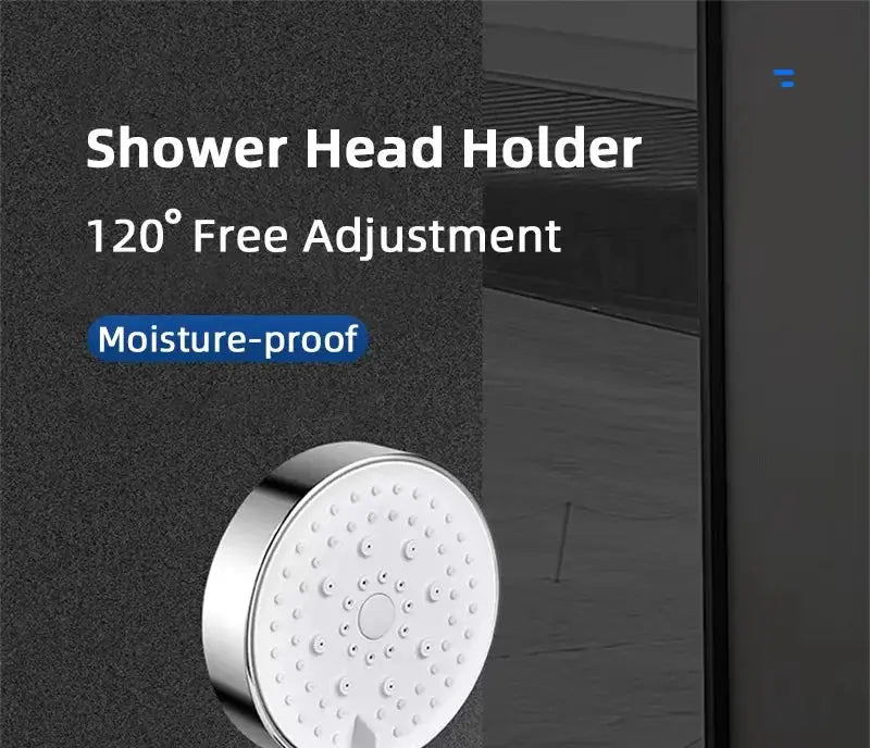 Chrome universal shower head holder with 120° adjustable bracket for slide bar
