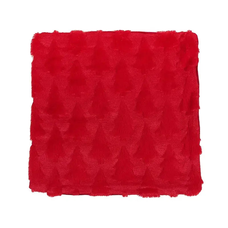 Red Christmas decorative pillow cover with textured geometric tree pattern; Simples Market