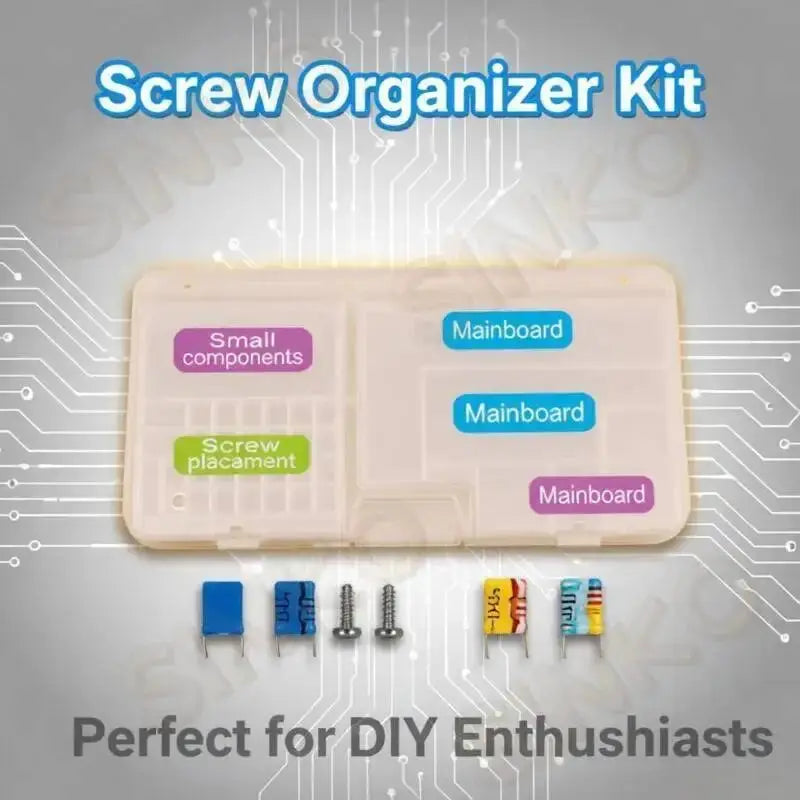 Screw Organizer Kit in PVC storage box for phone repair; double-layer with mainboard and small components compartments