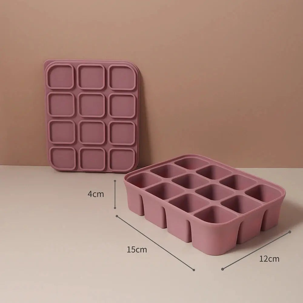 Silicone Ice Cube Tray With Lids For Beverages And Baby Food Storage Molds Flexible BPA Free