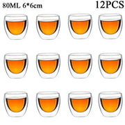Double Wall Glass Kung Fu Tea Cup Set 80ml 150ml High Borosilicate Transparent Drinkware For Tea Coffee Milk Water