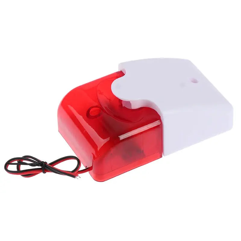 120 dB LED strobe light wired siren with red lens and white housing
