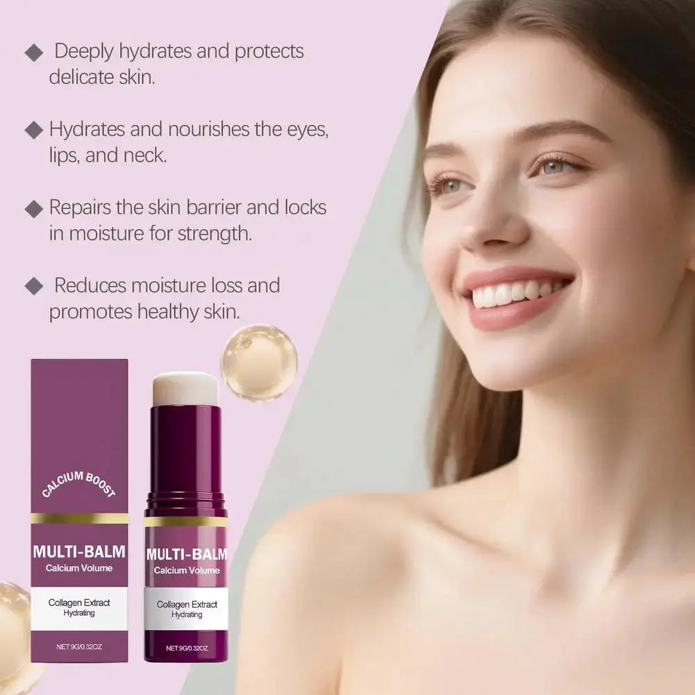 CalciumGlow Collagen Balm Stick For Hydration And Wrinkle Reduction Multi Use For Eyes Neck And Face Skincare