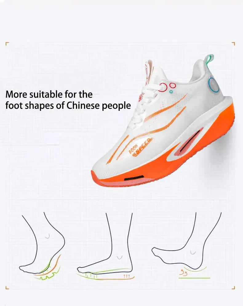 Simples Market carbon plate running shoe white/orange, breathable lightweight road trainer