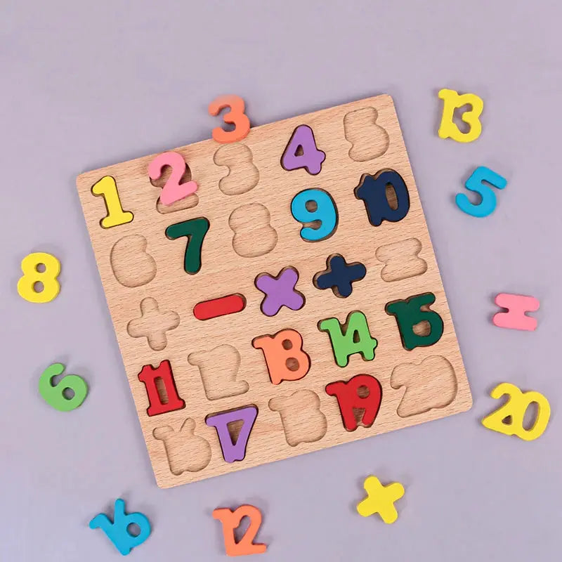 Montessori Wooden Puzzle For Kids Alphabet Arithmetic Numbers And Geometric Shapes Educational Toy