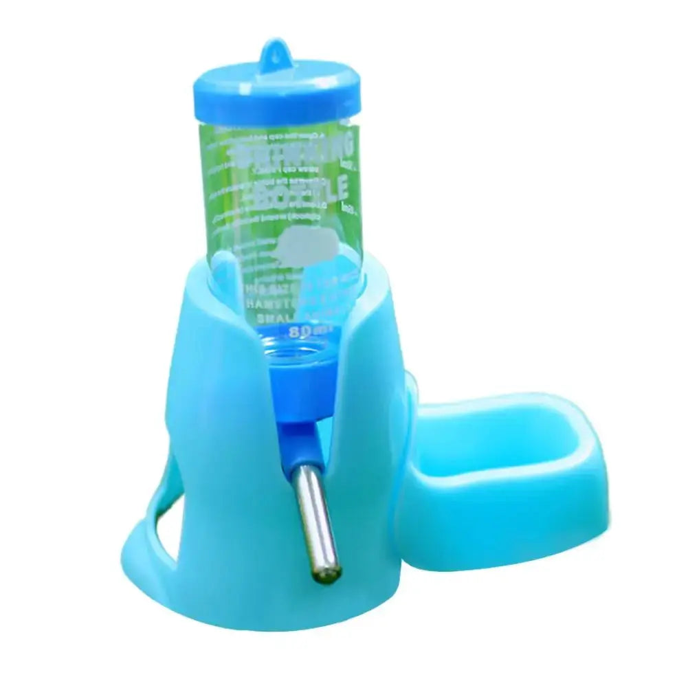 Simples Market hamster water dispenser with blue plastic stand and green bottle, automatic drinker for small pets