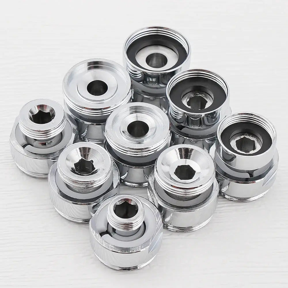 Chrome swivel faucet aerator adapters, set of chrome fittings with 22mm male threads