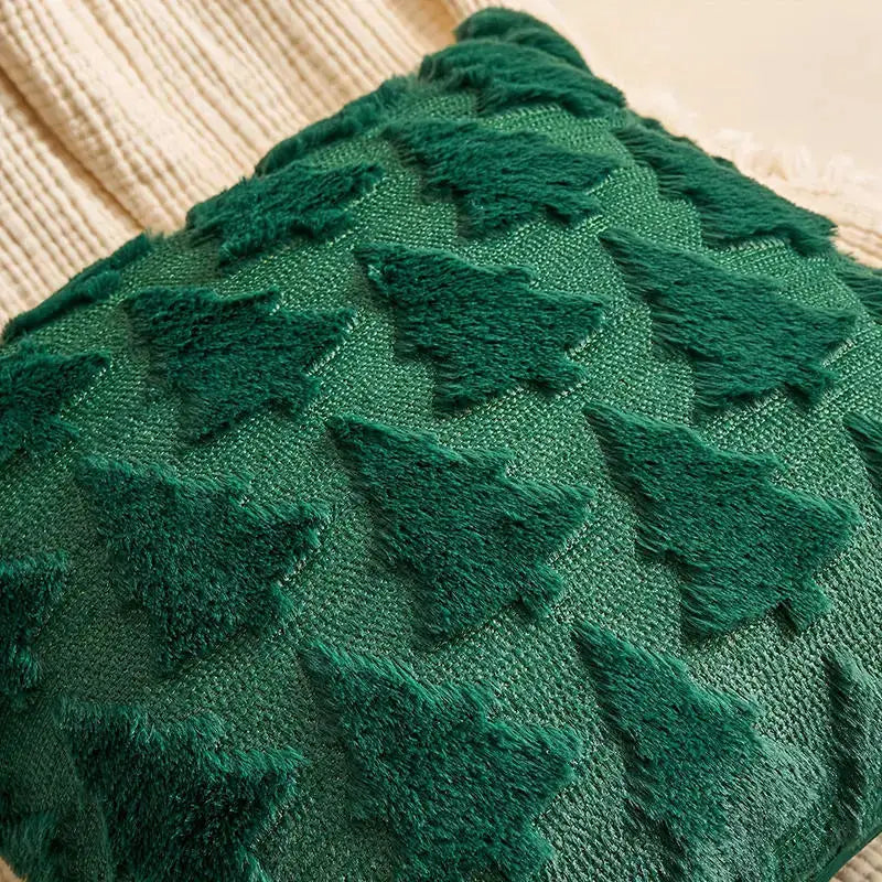 Pillow cover green Christmas decorative with tufted triangular texture by Simples Market
