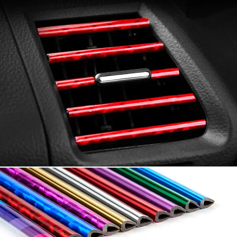 Car AC vent decorative strip set by Simples Market, universal U-shaped interior trims in assorted colors (10 pcs)