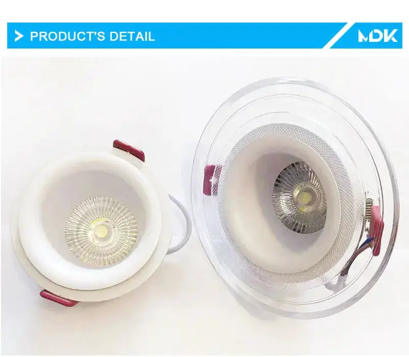 LED downlight recessed spotlight by Simples Market, 9W, 220-230V AC, 3-color adjustable, white/clear bezels, set of 2