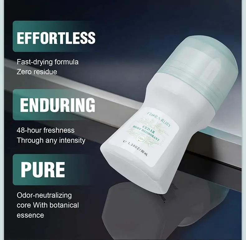 Flora Ruby light green deodorant roll-on by Simples Market; aluminum-free, easy to carry.