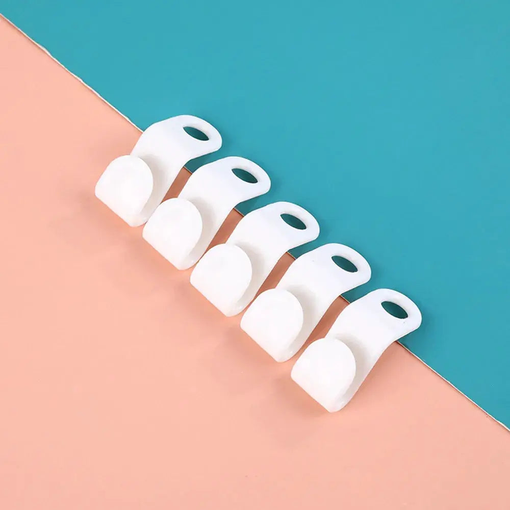 White plastic mini wardrobe hanger connectors set of six for space-saving cascading closet storage
