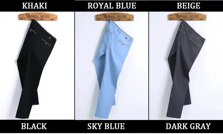 Men's cotton office trousers in six colors: khaki, royal blue, beige, black, sky blue, dark gray; Simples Market