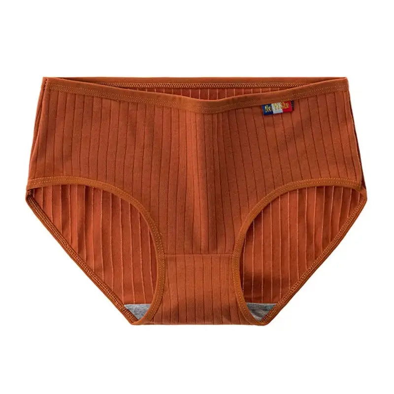 Simples Market 5-pack women's cotton seamless underwear in rust-orange ribbed fabric