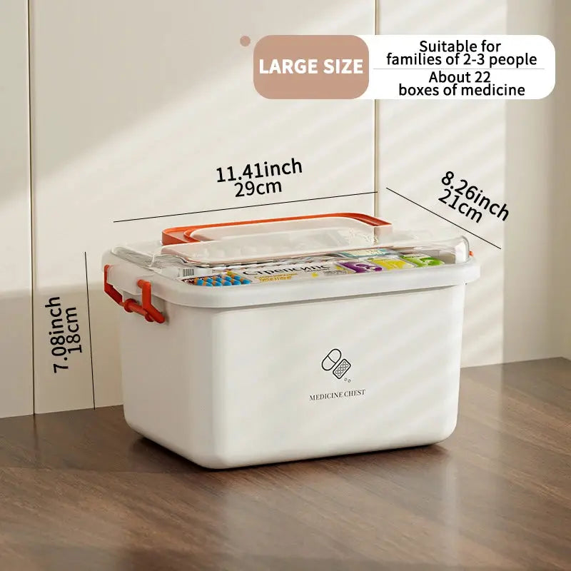 Large Capacity Portable Medicine Box With Multi Layer Drug Storage For Home First Aid Kit And Family Emergency