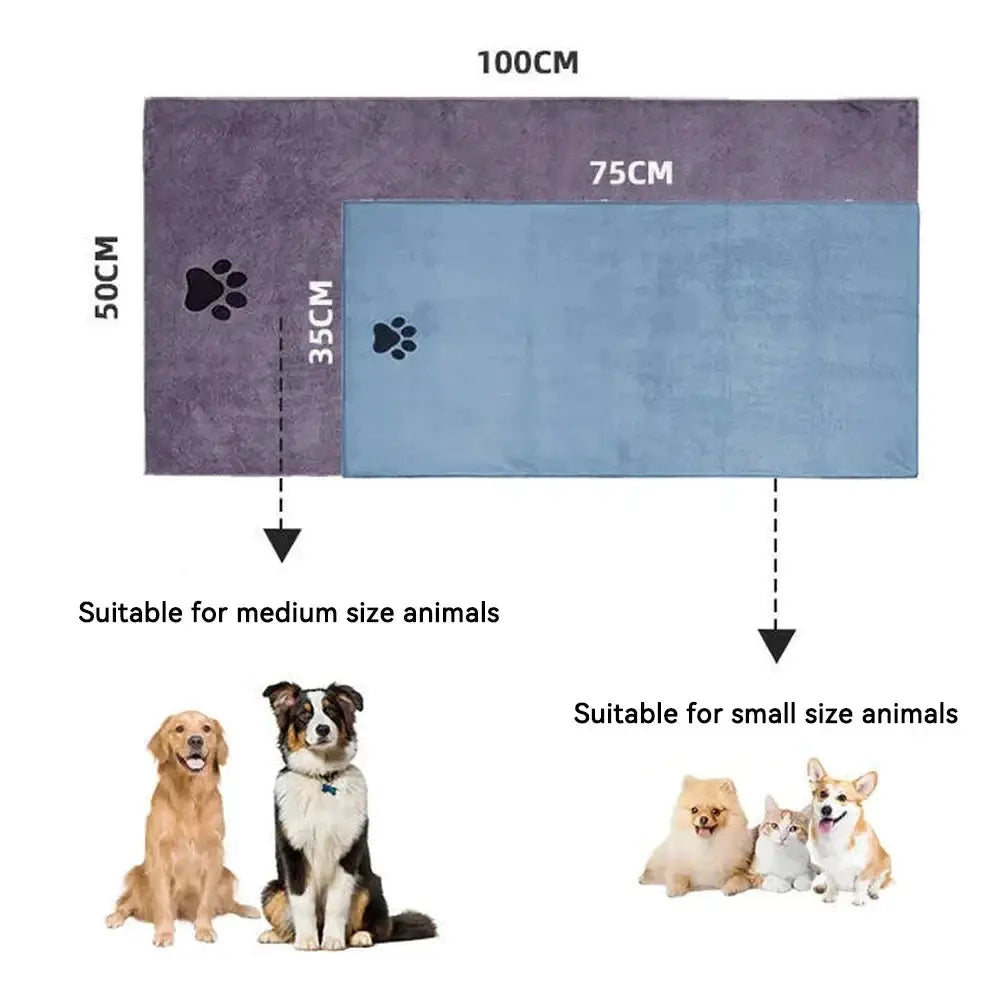 Three Size Options Microfiber Pet Bath Towel Embroidered Super Soft Absorbent for Cats and Dogs Grooming Supplies