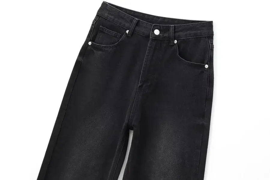 ETJ Wide Leg High Waist Jeans Women Five Pocket Washed And Comfortable