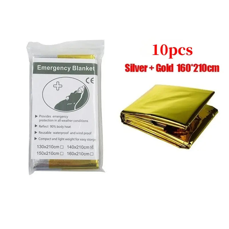 Emergency Thermal Poncho Blanket Lightweight Folding Weatherproof First Aid Camping Mat Cover Sunshade Water Resistant