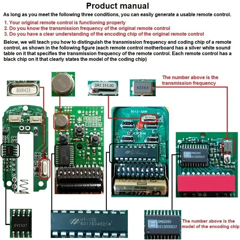 Simples Market universal garage door remote control, 433MHz code grabber clone, with multiple PCB boards