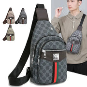 Simples Market men's multifunction crossbody bag in gray monogram canvas with earphone hole