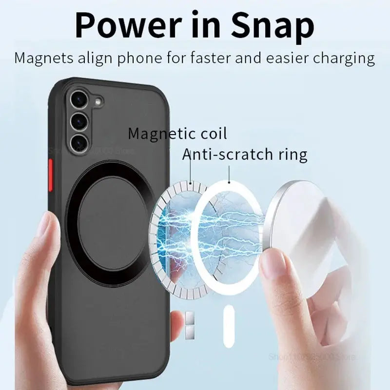 Simples Market S26/S25 Ultra Plus Armor matte magnetic phone case for Samsung Galaxy S26–S23 Ultra, frosted wireless charge cover