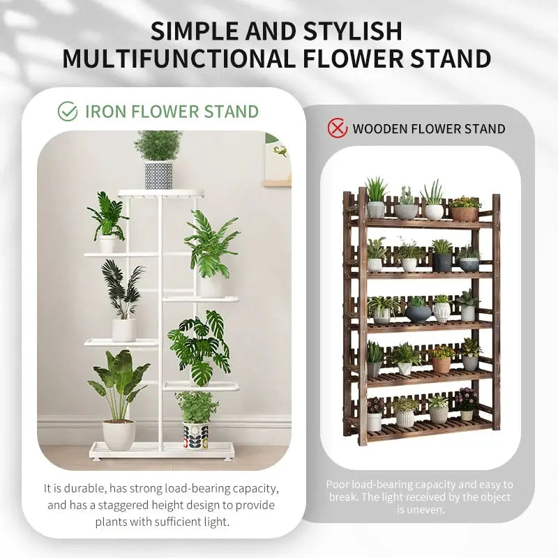 Iron Flower Plant Stand With Four To Six Layers Plant Holder Storage Shelf Pot Rack Organizer For Home Decor