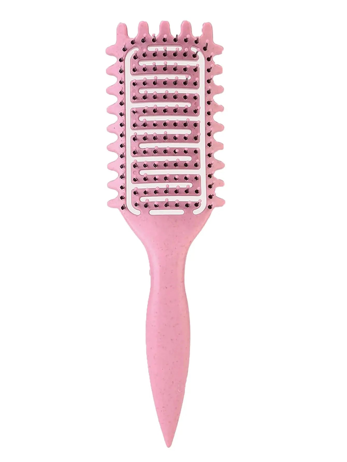 3-in-1 Curl Define Styling Brush pink hollow-out detangler for tangled hair