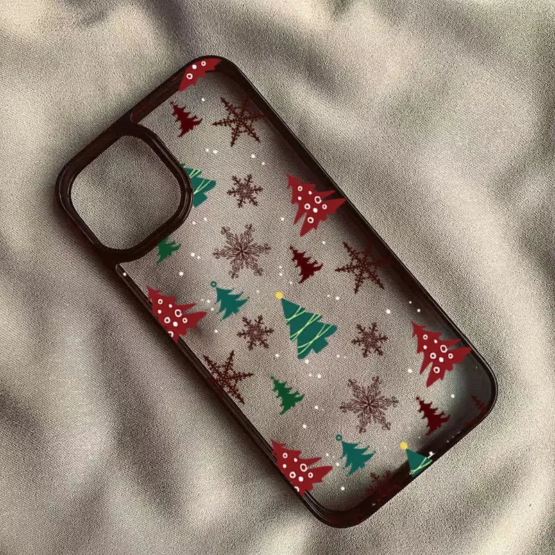 FestiveGuard Christmas Tree Snowman Clear Case For iPhone 11 Through 17 Pro Max Air Shockproof Cover
