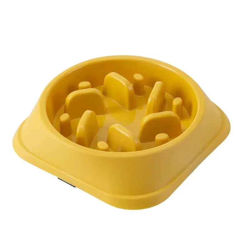 Pet slow-feeding bowl yellow by Simples Market with anti-choking pegs and non-slip base