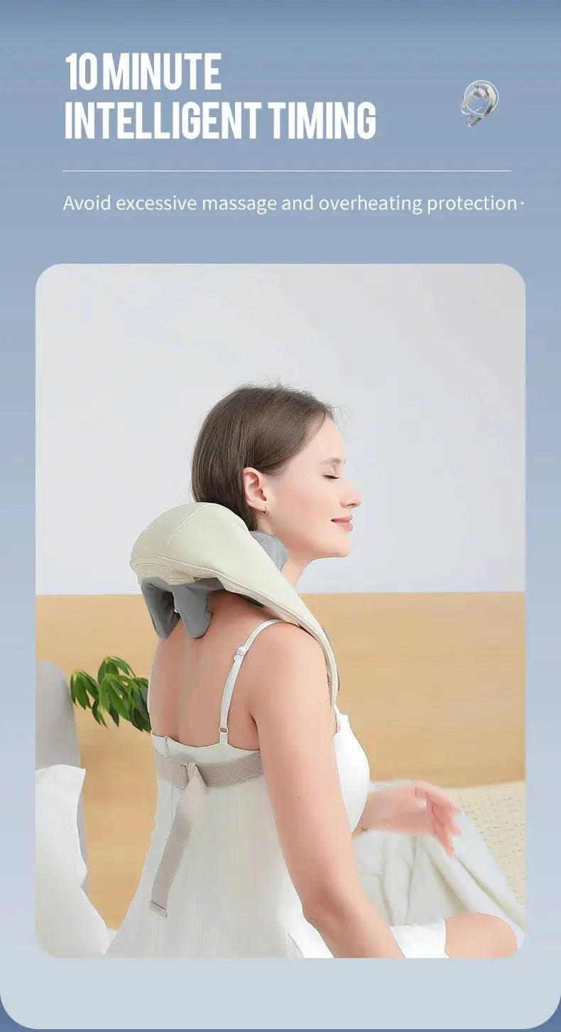Foreverlily neck and shoulder massager shawl, wireless 26W brushless motor in cream color