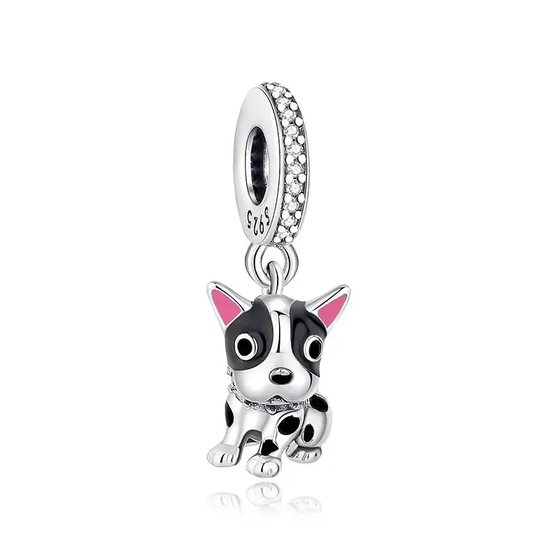 925 Sterling Silver Paw Print Charm Beads for Dogs and Cats Jewelry Pendant Fit for Bracelets Necklaces DIY Projects